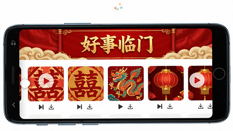 ����Ϊһ����׿�ֻ�������Ļ����Ļ����ʾ���������š�APP��ҳ�����־��У��Ϸ��Ǻ�ɫ�������ɫ���������š����֣��·����ж��ϲ����Ŀ���棨���ϲ�֡���������ȣ������һ����������������Լ��ϸ���в��Ű�ť�����ؼ�ͷ�����廭�ʸ��塢ɫ�ʱ������ɾ��޶���Ԫ�ء�