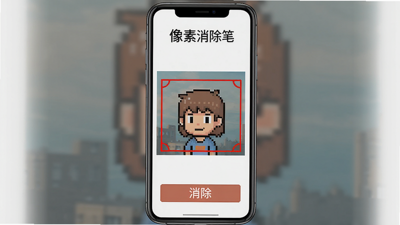像素消除笔 主界面预览图,手机竖屏显示,顶部有