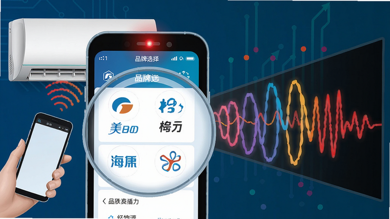 ���壺���ܿյ�ң���Ǻ���ƥ�����ʾ��ͼ�����֣������ʾ�ֻ������յ����Ҳ൯�������źŲ���ͼ���Ű棺�ֻ���Ļ�Ŵ���ʾƷ��ѡ���б����б��а������������ġ�������ͼ�ꣻ��񣺿Ƽ��в廭��������������ɫ���죻ϸ�ڣ������ź��Բ�ɫ���Ʊ�ʾ���ֻ��������ⷢ������𣻻��ʣ�����ʸ��ͼ���ɾ��޶���Ԫ��