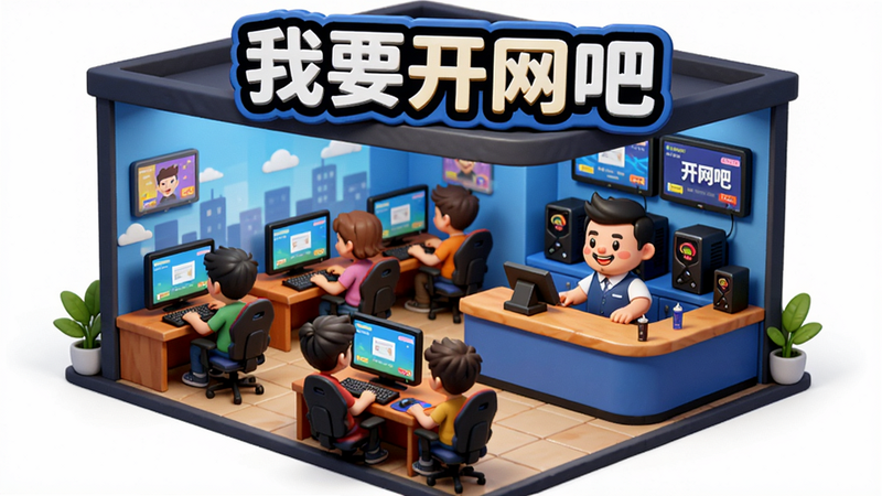 游戏主界面展示,画面中央是一家名为
