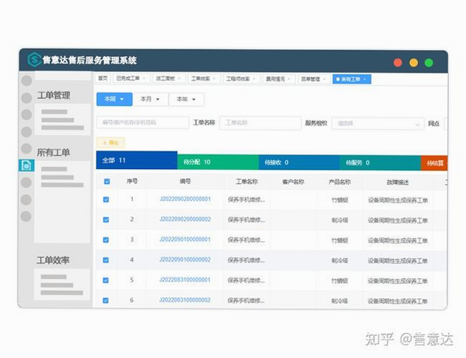 售后大师 安卓版 工单管理界面