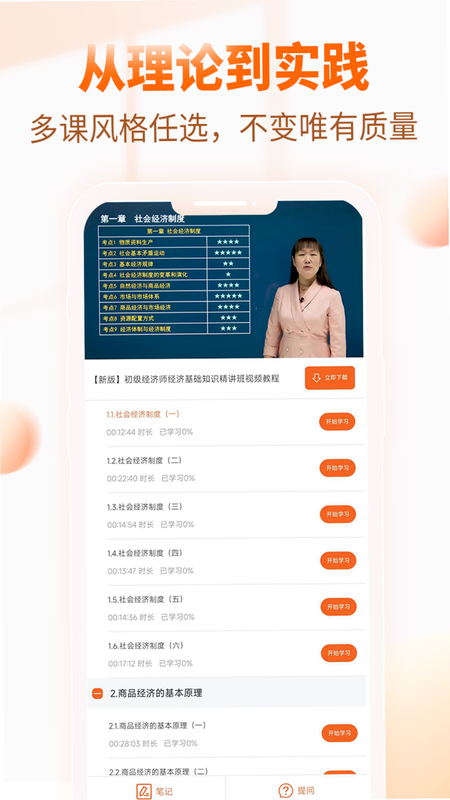 经济师百分题库 安卓版 模拟考试界面