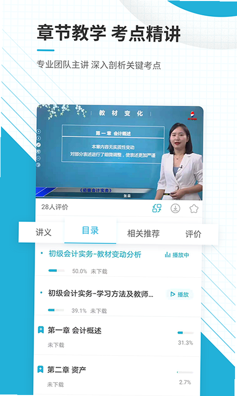 会计职称百分题库 安卓版 模拟考试界面