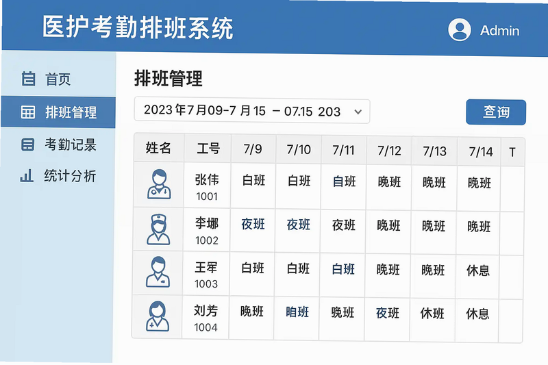 医护排班 安卓版 排班表界面