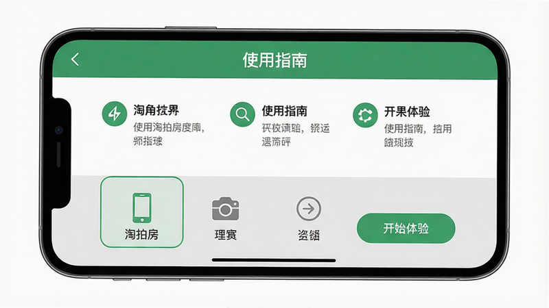 ���壺�����ֻ�������ʾ���ķ�Ӧ��ʹ��ָ�Ͻ��棬�в���˵����ͼ�ꡣ���֣��ֻ����У���Ļ�ڷ�Ϊ�������������Ϸ�Ϊ���ֲ��裬�·�Ϊͼ�갴ť���Ű棺�������ּ�࣬ÿ����������Сͼ�ꡣ������¼�࣬��ɫ�ͻ�ɫ���䡣ϸ�ڣ���Ļ���С�ʹ��ָ�ϡ�����͡���ʼ���顱��ť�����ʣ����壬�ɾ����޶���Ԫ�ء�