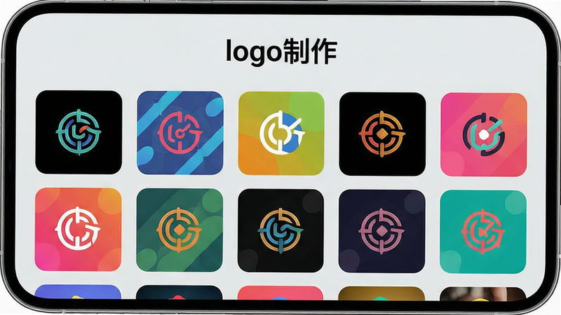 һ���ֻ���Ļ��ͼ��չʾ��logo������App�������棬���涥���С�logo�������������·������Ÿ���Logoģ������ͼ��ɫ�����ޣ��������룬����Ϊǳ��ɫ�����������ִ������廭�ʣ��ɾ��޶���Ԫ��