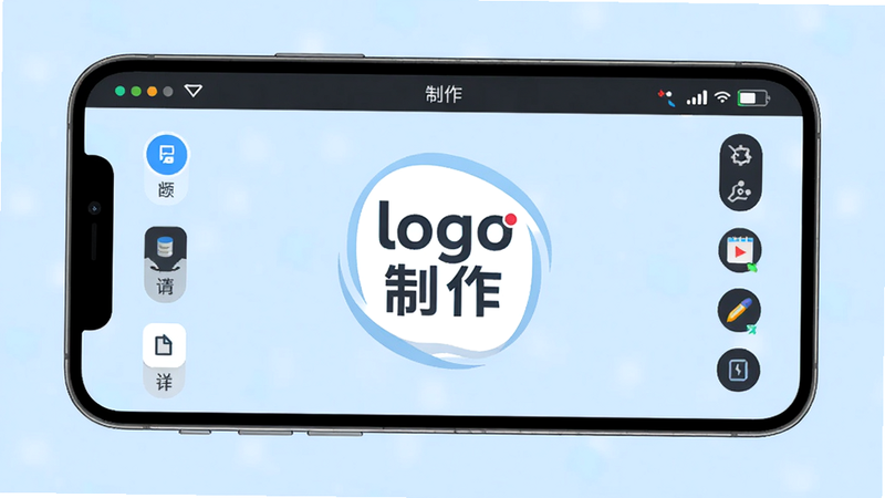 �ֻ�����չʾ��logo������App�ı༭���棬��Ļ����һ�������ɵ�Logo����Χ�и��ֱ༭����ͼ�꣬���������£���������������Ϊǳ��ɫ���޶���Ԫ��