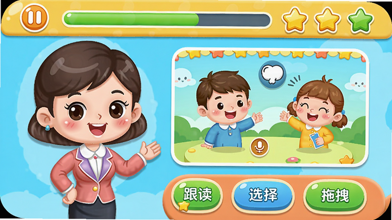�����ѧAPP�����ܻ����γ̽����ͼ������ǿɰ��Ŀ�ͨ��ʦ�����Ҳ��Ƕ�����ϰ�⣬��Ļ�·��С���������ѡ�񡱡���ק������������ť��������ɫ���ޣ�����Բ�󣬶����пγ̽����������ǽ���ͼ�꣬�������������ͨ�����ʸ��壬�ɾ����޶���Ԫ�ء�