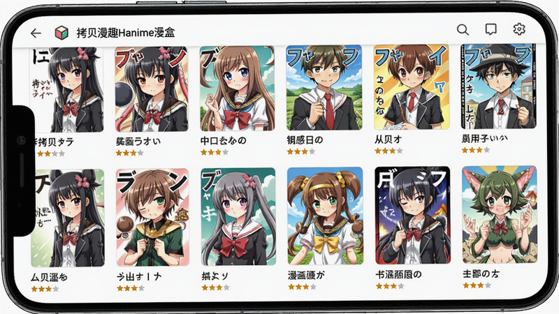 չʾ��������ȤHanime���С�����������ͼƬ������Ϊ�ֻ���Ļ�ϵ�Ӧ�ý��棬��Ļ�������Ŷಿ������������ͼ������Ϊ����������״�����Ϊ�ִ���ƽ��UI��ƣ�ɫ�ʷḻ��ͳһ��ϸ�ڰ���ÿ�ŷ����·���������������֣����廭���������ɾ����࣬�޶���Ԫ�ء�