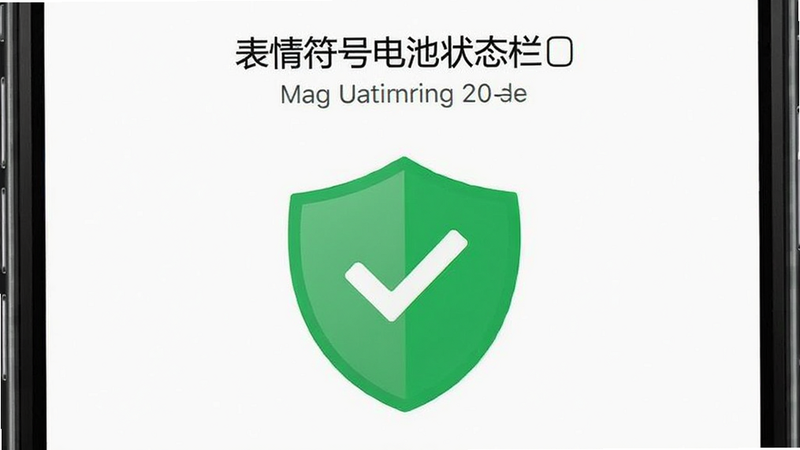 手机安全扫描界面截图,显示“表情符号电池状态栏”已通过安全检测,背景为绿色盾牌图标,整体风格简洁专业,画质清晰