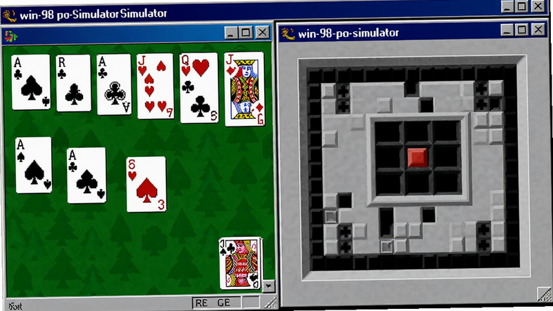 win-98-po-simulator �����ڽ�ͼ����ʾֽ����Ϸ��ɨ����Ϸ���ڣ����Ž��棬���ط��ɫ�ʷ������������������ʸɾ�