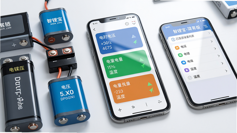 ���壺����ڷŶ�鲻ͬ�ͺŵ�﮵�أ��Ա���һ���ֻ���ʾ����ﮱ�-���װ桱�������豸�б������֣�����������룬�ֻ�λ�����룬��Ļ��ʾ�����ص�ʵʱ״̬��Ƭ���Ű棺��Ƭ�Ϸֱ���ʾ��ѹ���������¶ȣ���ɫ����״̬����������Ĺ����һ������ɾ����ࡣϸ�ڣ�����������������ֻ���Ļ�з���⡣���ʣ����壬�ɾ����޶���Ԫ�ء�