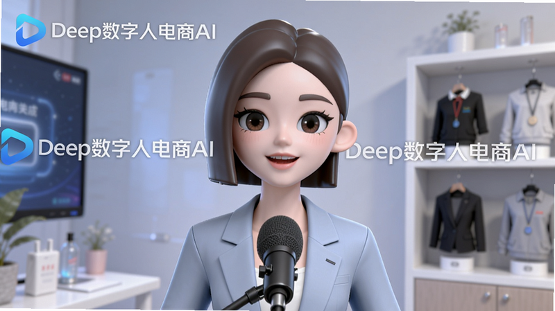 һ��������д��3D����������������Ϊ����Ů�ԣ�����ʱ�е�ǳ��ɫ��װ���������΢Ц�����ڶ�����˷署��������������ֱ���䣬�С�Deep�����˵���AI����logoˮӡ����Ʒչʾ�ܣ���������ͻ�������־��У����дʵ��ϸ�ڷḻ�������������ɾ��޶���Ԫ��