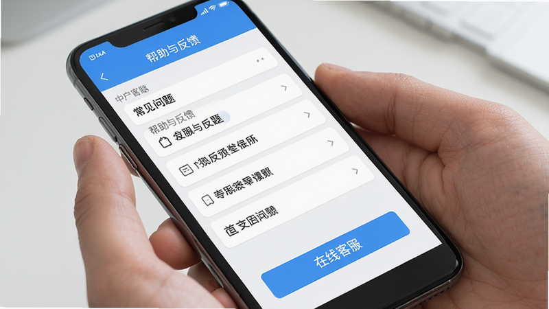 �п�ͷ��APP�Ŀͷ��������棬�ֻ���Ļ��ʾ�������뷴����ҳ�棬�������������б������߿ͷ���ť�������࣬�����������޶���Ԫ�ء�