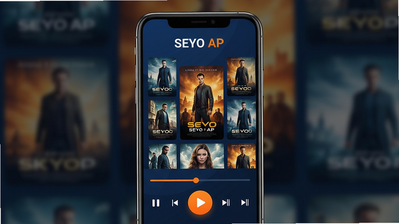 ���壺һ�������ֻ���Ļ����ʾSEYO AP�������Ľ��棬�������и����Ӱ����ǽ�Ͳ��Ž����������֣��ֻ����У���Ļ���������ɼ�����Χ����͵���ɫ�������Ű棺�����б�ʽ���У��������������ơ�SEYO AP������������ִ��Ƽ��У���ƽ����ƣ�ɫ��������������Ϊ����ϸ�ڣ������е�Ӱ�������������Ű�ť��Ŀ�����߷�����Ȼ�����ʣ�8k���壬ϸ�ڷḻ���ɾ����޶���Ԫ��