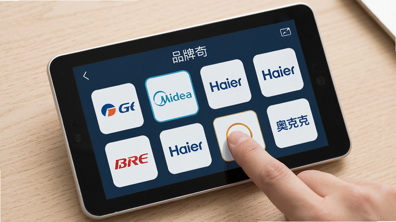 ���ܿյ�ң����Ʒ��ѡ����棬��Ļ�����и��������ġ��������¿�˹��Ʒ��ͼ�꣬��ָ���ѡ�У�����Ϊǳɫ���棬�������룬����ƽ����ϸ�ڷḻ�������������ɾ��޶���Ԫ��