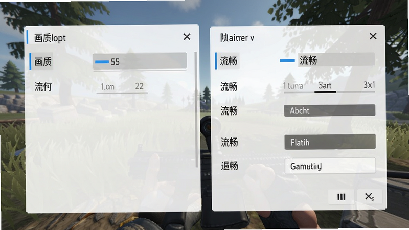 游戏设置界面截图:显示画质选项与帧率设置,玩家正在调节画质为“流畅”,界面简洁,游戏截图风格,画质清晰,无多余元素