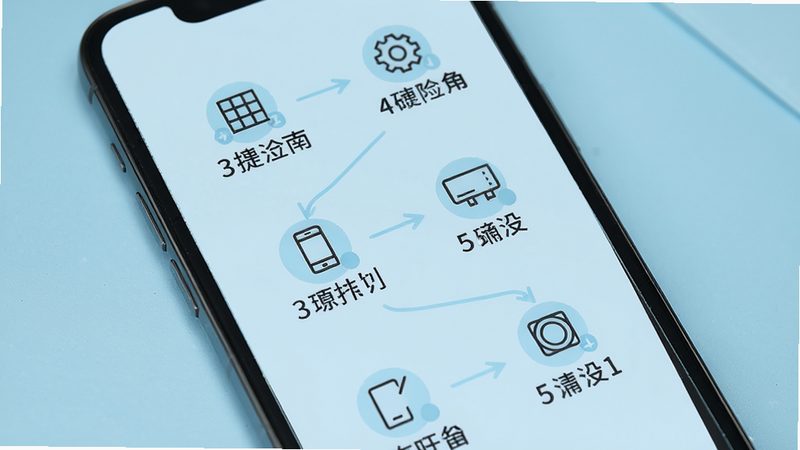 主体为手机屏幕显示使用指南步骤图,依次排列图标,背景为浅蓝色,布局流程式,风格简洁,细节包括步骤编号和文字说明,画质干净,无多余元素。