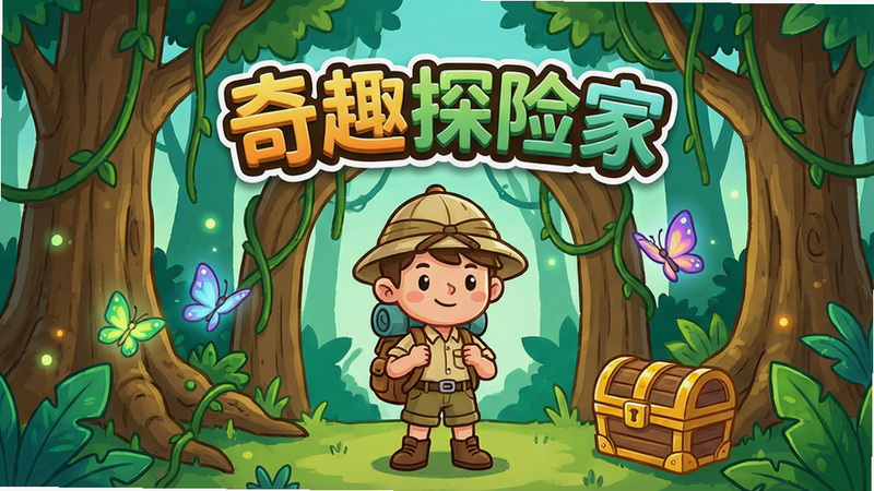 һ��ɫ���������ֻ濨ͨ�����Ϸ����ͼ������Ϊ����Ȥ̽�ռҡ���ϷLOGO�������������Ǵ���̽��ñ�����ű�����վ�����ش�����ڣ���Χ�й�������������������ͱ��䣬���沼������ͻ�����Ű��࣬�������������ϸ�ڷḻ�����ʸ���ɾ����޶���Ԫ�أ�ͼƬ������Ϊ����Ȥ̽�ռҡ���