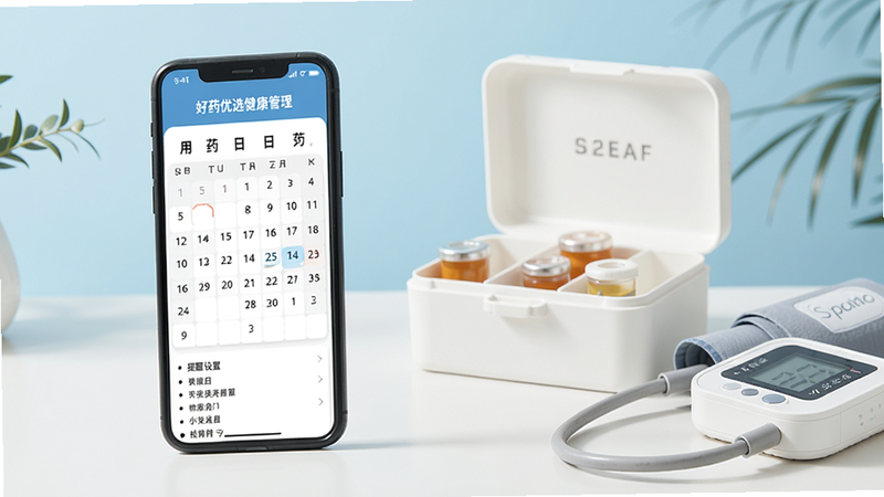��ҩ��ѡ��������ҳ�棬�ֻ���ʾ��ҩ�������������ã��Ա���ҩ�к�Ѫѹ�ƣ����滷����ǳ��ɫ�������������������廭�ʣ��޶���Ԫ��