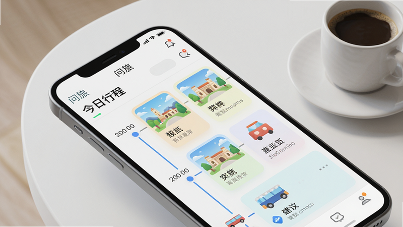 ���壺�ֻ���Ļ�Ŵ�չʾ���õ������г��б�������ʱ���ᡢ����ͼ���뽻ͨ���顣���֣��ֻ���б45�ȣ�����Ϊ���������뿧�ȱ����Ű棺�г̿�Ƭ�������У�ʱ����������ͼ�����������дʵ3D��Ⱦ��񣬹�����͡�ϸ�ڣ���Ļ���С����á����ֺ͡������г̡����⣬���徰�����������ֱ�ע������ϸ�壬�ɾ������