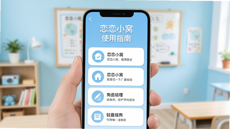 ���壺�ֻ���Ļ��ʾ����С�ѵ�ʹ��ָ�Ͻ��棬�в���ͼ�������˵�������֣��ֻ����У�������ǳ��ɫ��ѧ�������Ű棺�ֲ����б���ʽ����񣺼�Լ��ѧ�磬ϸ�ڣ���Ļ����ʾ������С�ѡ��͡�ʹ��ָ�ϡ����������ʣ������������޶���Ԫ��