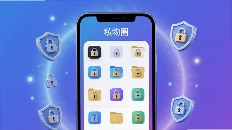 ���壺˽��ȦAPP����չʾ��һ���ֻ���Ļ��ʾ˽���ļ����б�����������ͼ�ꡣ���֣��ֻ����У�����Ϊ��������ɫ����Χ����͹�Ч��Ʈ���ļ��ܶ��ơ��Ű棺�����࣬ͼ���������У��Ϸ��С�˽��Ȧ������������ִ��Ƽ��У�3D��Ⱦ���ϸ�ڣ���ͼ�꾫�£��ļ�����ͼ������ɫ�����졣���ʣ����壬�ɾ����޶���Ԫ�ء�