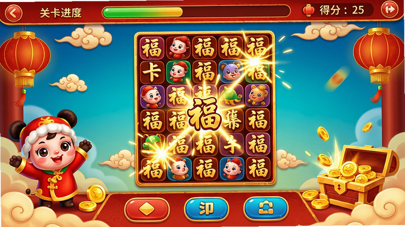 ���壺��Ϸ������չʾ������Ϊɫ�����޵ĸ���Ԫ�����̣����������п�ͨ�������ұ���װ�Ρ����֣��Ϸ���ʾ�ؿ�������÷֣��·�Ϊ������ť�����������С��Ű棺Ԫ���������룬������Ч���ֱ�����Ч���Ӿ����㼯�С���񣺹����廭�磬���ɫ��Ϊ����ϸ�ڰ������ơ�����������ϸ�ڣ�����ɾ���Ԫ�ظ߹��������޶���������ʣ�������Ⱦ��ɫ���������ɾ��޶���Ԫ�ء�