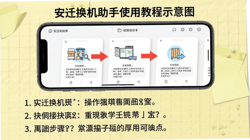 ���壺��Ǩ��������ʹ�ý̳�ʾ��ͼ���ֻ���Ļ��ʾ�������裬��������˵�������֣����½ṹ���Ϸ�Ϊ�ֻ����棬�·�Ϊ�������֡��Ű棺��������г����������������ʵ���ͣ�����Ϊ����ɫ��ǩֽ�ʸС�ϸ�ڣ��ֻ������к�ɫ��ͷָʾ���������ִ���š����ʣ����壬�ɾ���
