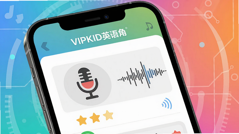 ��������Ϊ�ֻ���Ļ�ϵġ�VIPKIDӢ��ǡ�����������棬��ʾһ��������˷�ͼ��ͷ������ǣ��Ա��з�������ͼ�������ǲ�ɫ����ĿƼ��б�������ƽ��UI��񣬸ɾ����࣬���ʸ���