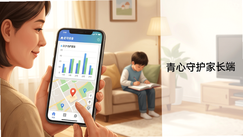 ���壺һλ�ҳ��ֳ��ֻ��鿴�����豸ʹ�ñ��棬��������ܰ�ļ�ͥ������������һ�԰���ѧϰ�����֣�������֮��Ϊ�ҳ����ֻ�������д���Ҳ����׷��������ơ������ػ��ҳ��ˡ��������Ű棺�ֻ���Ļ��չʾ��״ͼ�붨λ��ͼ��������й�ͼ�����дʵ�廭��ůɫ������͹��ߡ�ϸ�ڣ���Ļͼ�������ɱ棬�ҳ����鰲�ġ����ʣ����壬�ɾ����޶���Ԫ�ء�