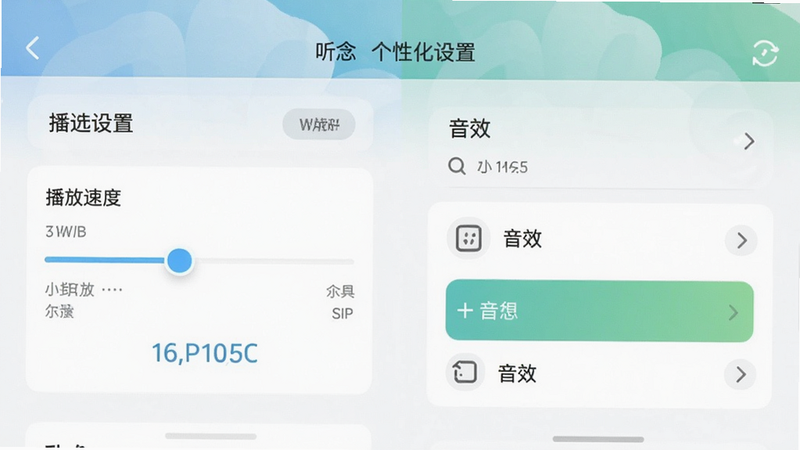 �����ֻ��ƶ�App�ĸ��Ի�����ҳ�棬չʾ�����ٶȻ������Чѡ������࣬ɫ�ʴ����г�����ʸɾ����޶���Ԫ��