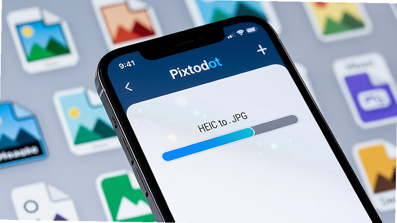 һ��չʾPixtodot���ܸ�ʽת�����ܵĽ�����д���ֻ���Ļ��ʾ�Ŵ�HEIC��ʽת����JPG�Ľ������������и���ͼƬ��ʽͼ�꣬�������������Ƽ��У�ϸ�ڷḻ�����ʸ��壬�ɾ��޶���Ԫ��