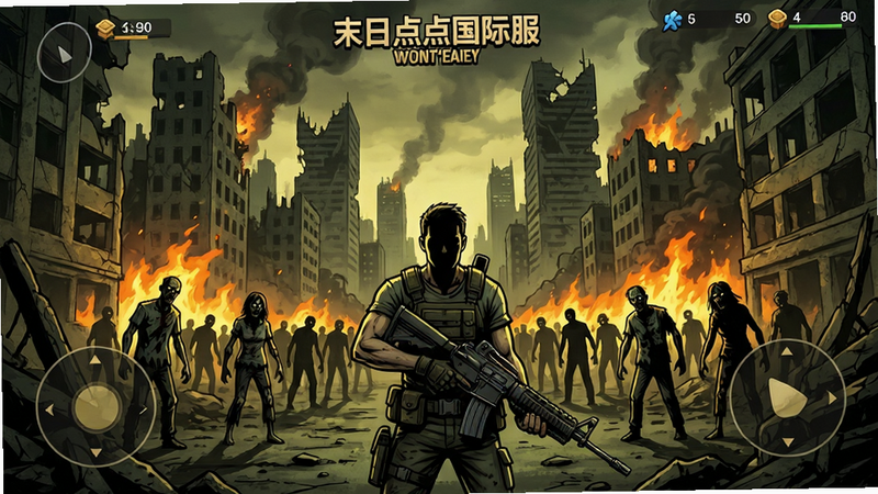 ����������һ���ưܵ�ĩ�ճ��з��棬ǰ�����ֳ��������Ҵ��߽�ɫ�������н�ʬȺ��ȼ�յĻ��棬UI������ʾ��ĩ�յ����ʷ�����Ϸ�������Դ������������дʵ�Ҵ���������Ⱦ��ɫ��ƫ��������̣������Խ�ɫ�ͽ���Ϊ����ϸ�ڷḻ�����ʸ��壬�ɾ��޶���Ԫ��
