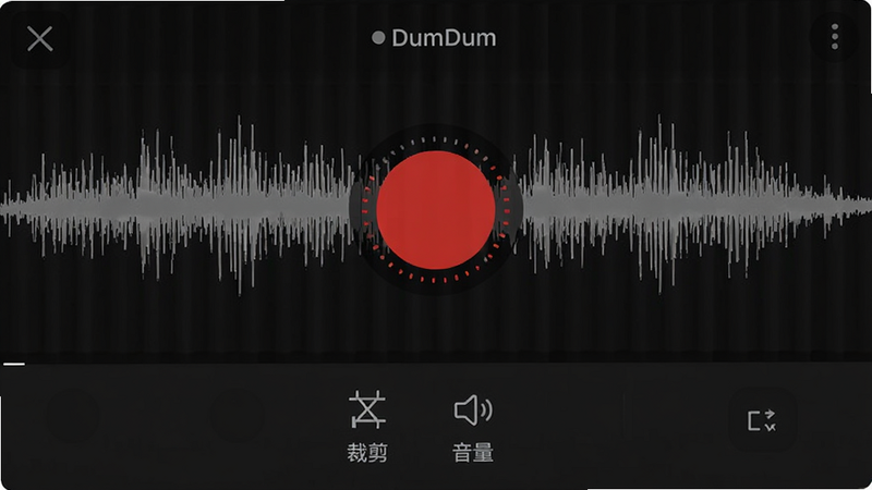 չʾDumDum¼�ƽ��棬����Ϊģ��¼������ͼ��������һ����ɫ��¼�ư�ť���·��С��ü��������������ȱ༭����ͼ�꣬������Ƽ�࣬����ɫΪ����ͻ����ť���ɾ��޶���Ԫ�أ����ʸ���
