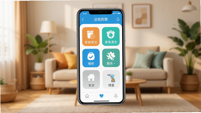 ������APP������չʾ���ֻ���Ļ����ʾ�������ࡢ�ҵ���ϴ��ά�޷���ȷ���ͼ�꣬����Ϊ��ܰ�Ŀ������������沼�ּ��������ɫ�����죬�ִ���ƽ����Ʒ�񣬻��ʸ��壬�ɾ����޶���Ԫ��