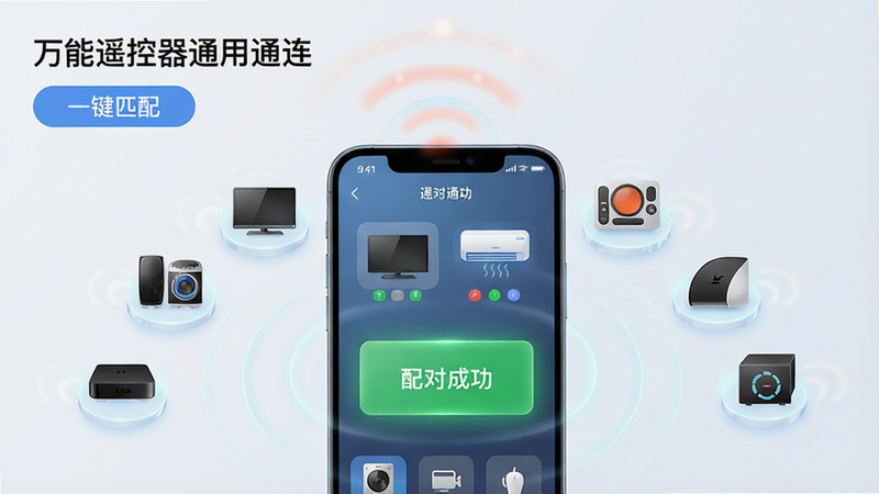 ���壺һ�������ֻ���Ļ��ʾ����ң����ͨ��ͨ��APP���棬�������е��ӡ��յ��������еȶ���ҵ�ͼ�꣬�ֻ���Χ��������������źŲ��ƣ����֣��ֻ����У��ҵ�ͼ��ʻ����������ֻ��󷽣��źŲ��ƴ��ֻ�������ɢ���Ű棺�����࣬���Ͻ���APP���ơ�����ң����ͨ��ͨ�������·��С�һ��ƥ�䡱��ť������ִ��Ƽ��У�3D��Ⱦ������ͨ͸��ϸ�ڣ��ֻ���Ļ����ʾ����Գɹ�����ɫ��ʾ���ҵ�ͼ�����΢��Ч�����ʣ����壬�ɾ����޶���Ԫ��