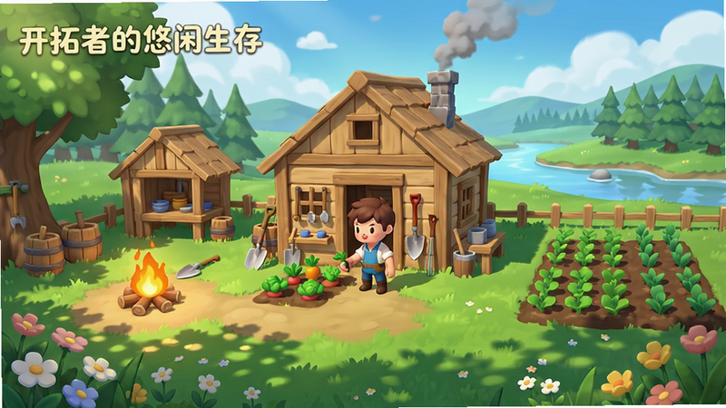 ���壺�������ߵ��������桷��Ϸ�����棬չʾһƬ���ⰻȻ��Ӫ�أ���������ľ������ֲ�߲ˣ�Զ���������ĺ�����ɭ�֡����֣���������ΪӪ��ȫ��������������С�͹������Ҳ�Ϊũ�������������ƺ������ɽ���Ű棺ǰ���ݵ��ʻ����о������뽨����Զ����Ȼ��⣬��η�����������¿�ͨ�ֻ棬ɫ��������ͣ�����ϵ���ϸ�ڣ�ľ���̴�Ʈ���������̣��������΢Ц�����߰ڷ����룬���������Ӱ�߲������ʣ�����ϸ�壬�ɾ��޶���Ԫ�أ���������ͨ͸��