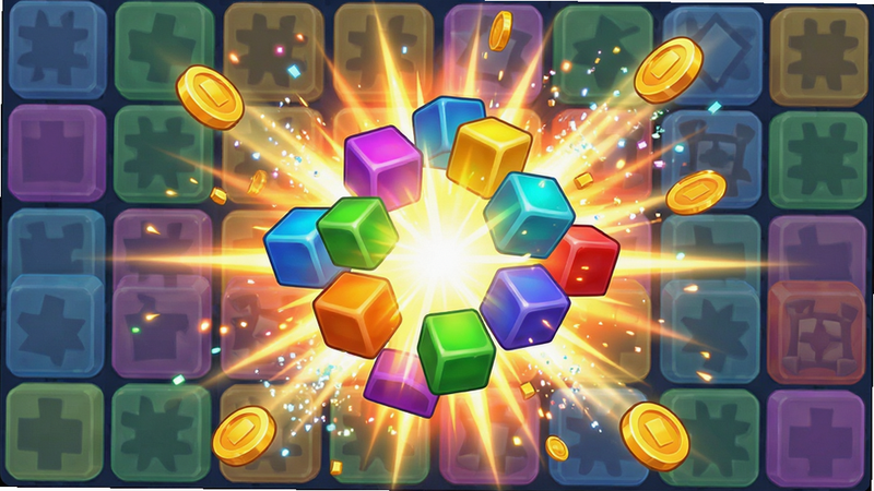 ���壺��Puzzle Heist����Ϸ��������Ч����ɫ�����������ϱ�ը���ŷ����貵Ĺ�â�ͽ�ҡ����֣���ը��Чλ�ڻ������룬����Χ���Ű�͸���ķ��������Ű棺����ʮ�㣬��â���䣬��ҷɽ�����񣺿�ͨ��Ⱦ����Ч����������Ч���ḻ�����ʣ����壬�������ɾ����޶���Ԫ�ء�
