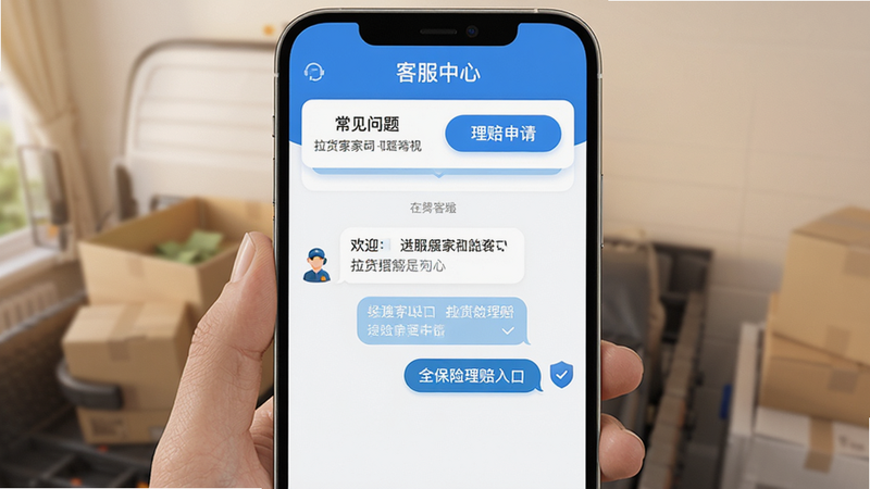 ���壺���������˾����APP�ͷ����棬��ʾ���߿ͷ��Ի���ͱ���������ڡ����֣��ֻ���Ļ���У������С��ͷ����ġ����⣬�·��г���������������밴ť���Ű棺��Ƭʽ���֣���ɫ���⡣�����ܰ������ϸ�ڣ��Ի������л�ӭ����ⰴť������ͼ�ꡣ���ʣ����壬�ɾ����޶���Ԫ�ء�