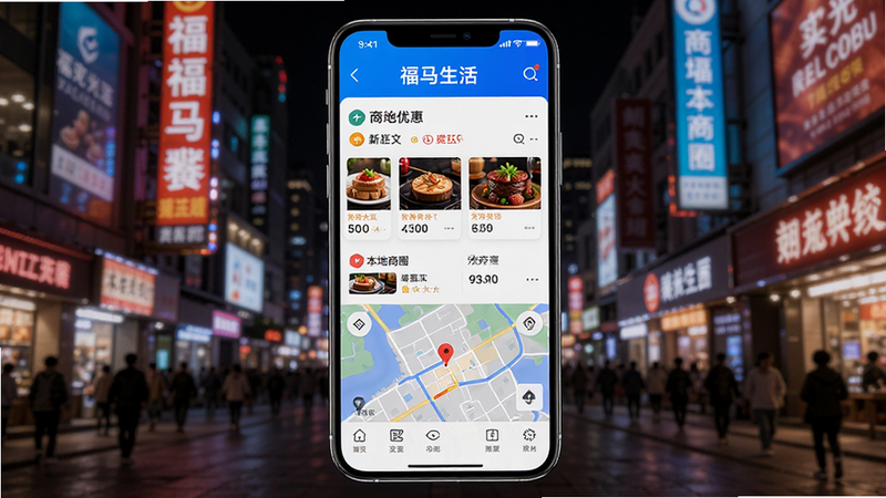 �ֻ�����չʾ��������APP������Ȧҳ�棬�Ϸ�Ϊ�̼��Ż��б����·�Ϊ��ͼ����������Ϊ��������ҵ��ҹ�����޺����˸���ֻ����У�����������ɫ�ʷḻ�����廭�ʣ��޶���Ԫ�ء�