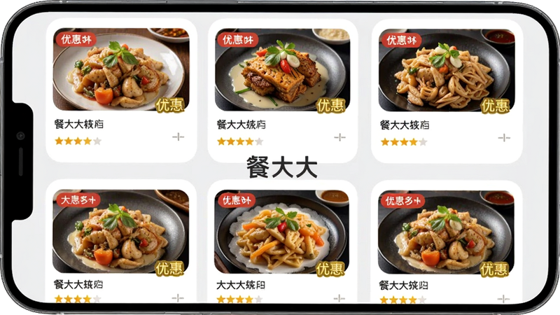 �ʹ�������Ƽ����棬�ֻ���Ļ��ʾ�����û�ƫ���Ƽ��Ĳ�����Ƭ��ÿ�ſ�Ƭ������ƷͼƬ�����ֺ��Żݱ�ǩ������Ϊǳ��ɫ����ƬԲ����ƣ��м��С��ʹ��logo������ִ������ʸɾ����޶���Ԫ��