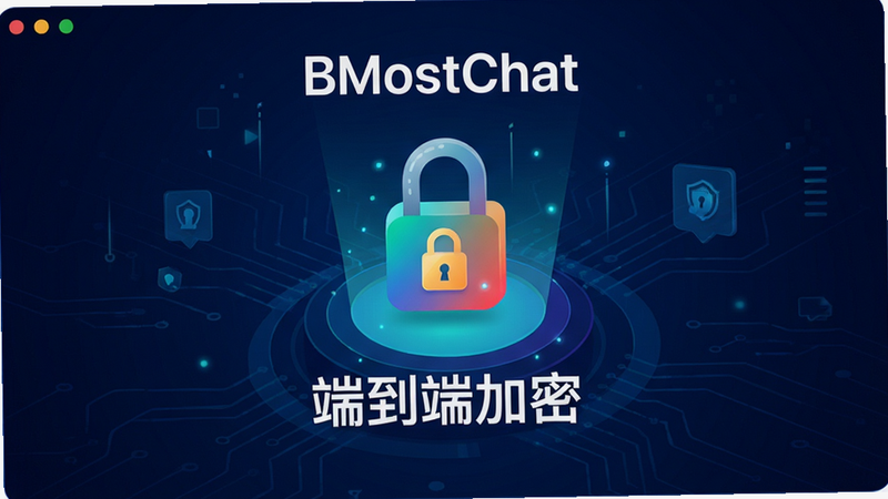 ���壺BMostChat�İ�ȫ���Ľ��棬��ʾ������ͼ��͡��˵��˼��ܡ����֡����֣�������У�����Ϊ����ɫ�Ƽ��У�ͻ����ȫԪ�ء��Ű棺��Ϣ��η�����ͼ���Ϸ��С�BMostChat����������񣺿Ƽ��в廭��ɫ�ʶԱ�ǿ�ҡ����ʣ����壬�ɾ����޶���Ԫ�ء�