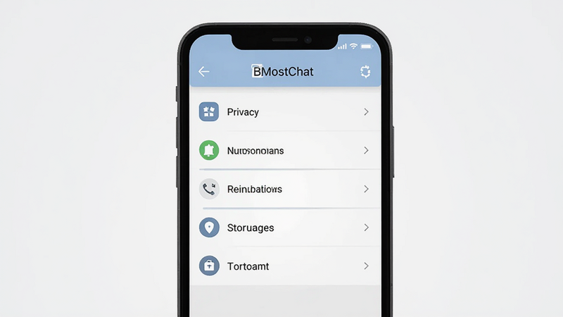 ���壺�ֻ���Ļ��ʾBMostChat�����ý��棬������˽��֪ͨ���洢��ѡ����֣�������У�����Ϊǳ��ɫ�������б��������Ű棺ÿ����ͼ������֣������С�BMostChat����ʶ����񣺱�ƽ����ƣ���ࡣ���ʣ����壬�ɾ����޶���Ԫ�ء�
