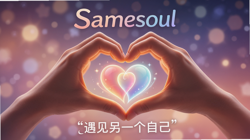 ���壺��Samesoul��APPƷ�������������������֣�����������˫�ֱ������ƣ������м����������Ž�֯�ںϵ����ι�â���Ű棺���涥���С�Samesoul��������LOGO���ײ��ǡ�������һ���Լ����ı�����ʱ�С���Լ�����и߼��еĽ���ɫ�ʷ��ϸ�ڣ�������ͣ�������ģ�����ǿչ�ߣ�����Ӫ�����ů�����ӡ�����ϣ�����Ӿ����ܡ����ʣ���������ҵ����Ⱦ�����洿���޶���Ԫ�ء�