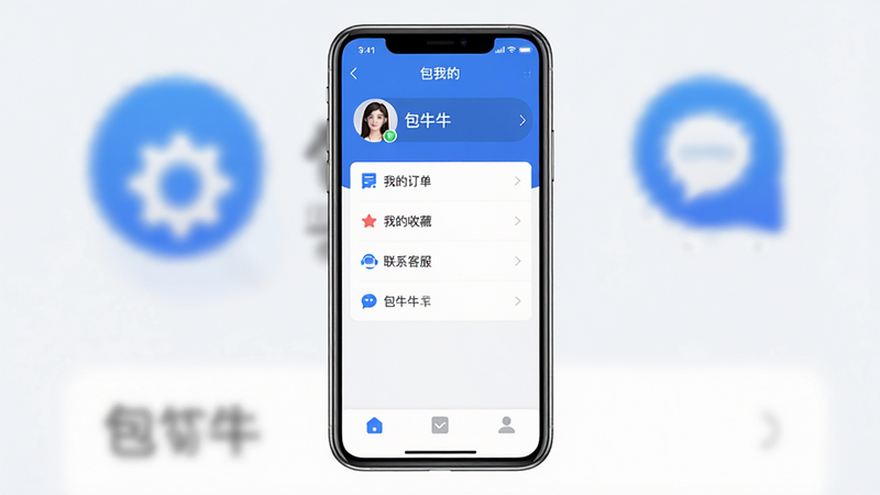 ���壺�ֻ���Ļ��ʾ��ţţApp�ġ��ҵġ�ҳ�棬����������ͼ�����Ϣͼ�ꡣ���֣��ֻ����У�ҳ���·�������������ť���Ű棺ҳ�涥����ʾ�û�ͷ����ǳƣ��м��ǹ����б�����񣺼������磬��ɫ��׺��ϸ�ڣ���Ļ���С���ţţ�������������б��������ҵĶ����������ҵ��ղء�������ϵ�ͷ����ȡ����ʣ����壬�ɾ����޶���Ԫ�ء�
