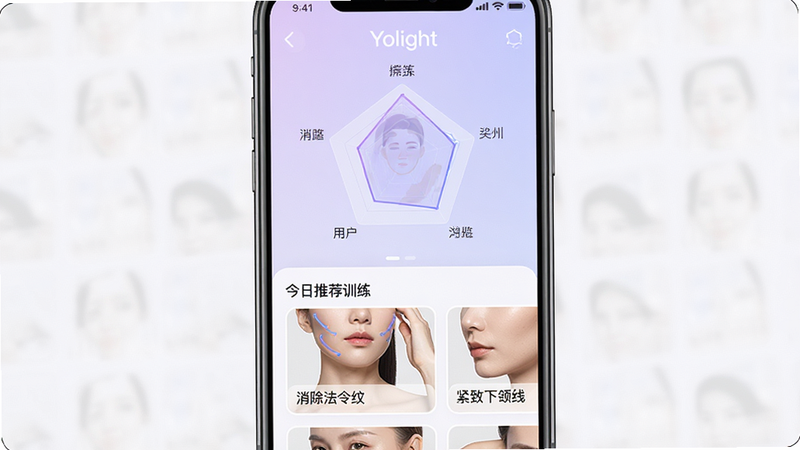 һ��YolightӦ���ڸ��Ի�ѵ���ƻ�����ҳ����ֻ���ͼ���Ϸ���ʾ�û��沿��������״�ͼ���·������Ž����Ƽ�ѵ����Ŀ��Ƭ����Ƭ�ϱ�ע