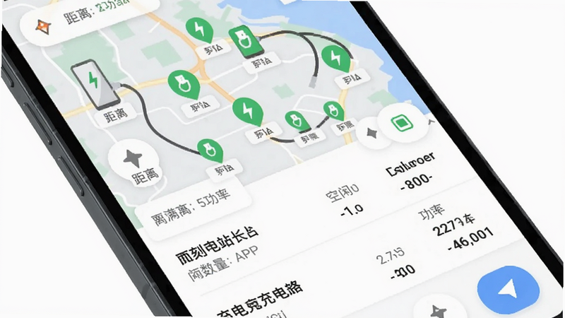 �ֻ���Ļչʾ��������APP����ͼ���棬��ͼ�Ϸֲ��Ŷ����ɫ���׮ͼ�꣬�·��б���ʾ���վ���ơ����������빦����Ϣ������Ϊ�ֻ�������д�������Ե�ͼΪ�����б�Ϊ�����Ű��࣬����ִ���ƽ����ϸ�ڰ��������ע��������ť�����������ɾ����޶���Ԫ��