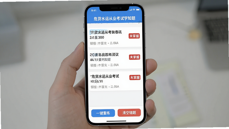 �ֻ��������棬��Ļ��ʾ��Σ��ˮ�˴�ҵ����ѧ֪�⡱�Ĵ��Ȿҳ�棬�б��������������¼��ÿ����¼�Ҳ��к�ɫ�ġ�δ���ա���ǩ���ײ��С�һ���������͡���մ��⡱������ť��ҳ���࣬������ɫ�����ʸɾ���