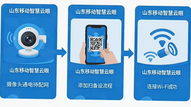 ���壺ɽ���ƶ��ǻ�����APP�������豸����ʾ��ͼ�������Ϊ�������裬��һ��������ͷͨ����������ڶ������ֻ�ɨ���ά�룬������������Wi-Fi�ɹ������֣����ſ�Ƭ�������У�ÿ�ſ�Ƭ��ͼ�������˵�����Ű棺������������ͷ���ӡ���񣺱�ƽ���廭�����ɫ��ɫ����ϸ�ڣ���Ƭ���С�ɽ���ƶ��ǻ����ۡ����������ʸɾ����޶���Ԫ�ء�